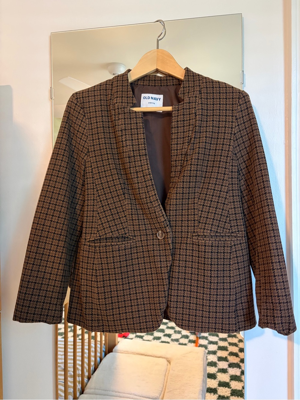 Old Navy Brown Houndstooth Blazer Jacket